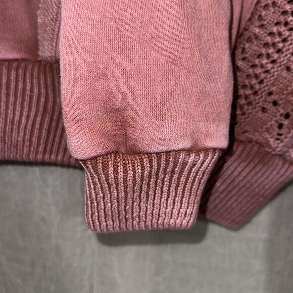 ALTAR’D STATE M Jenna Ash Rose Pink Stone Washed Crochet Pieced Crewneck Top - Picture 10 of 16